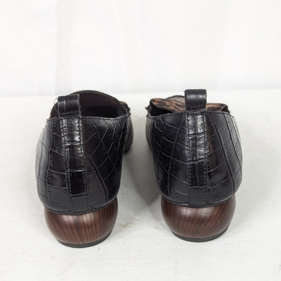 Jeffrey Campbell Viona Croc Leopard Print Wood Heel Loafers - Size 7 - Picture 3 of 8